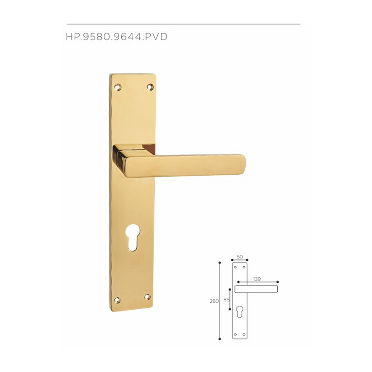 HP.9580.9644 – Premium Zinc Alloy Door Lock (PVD)