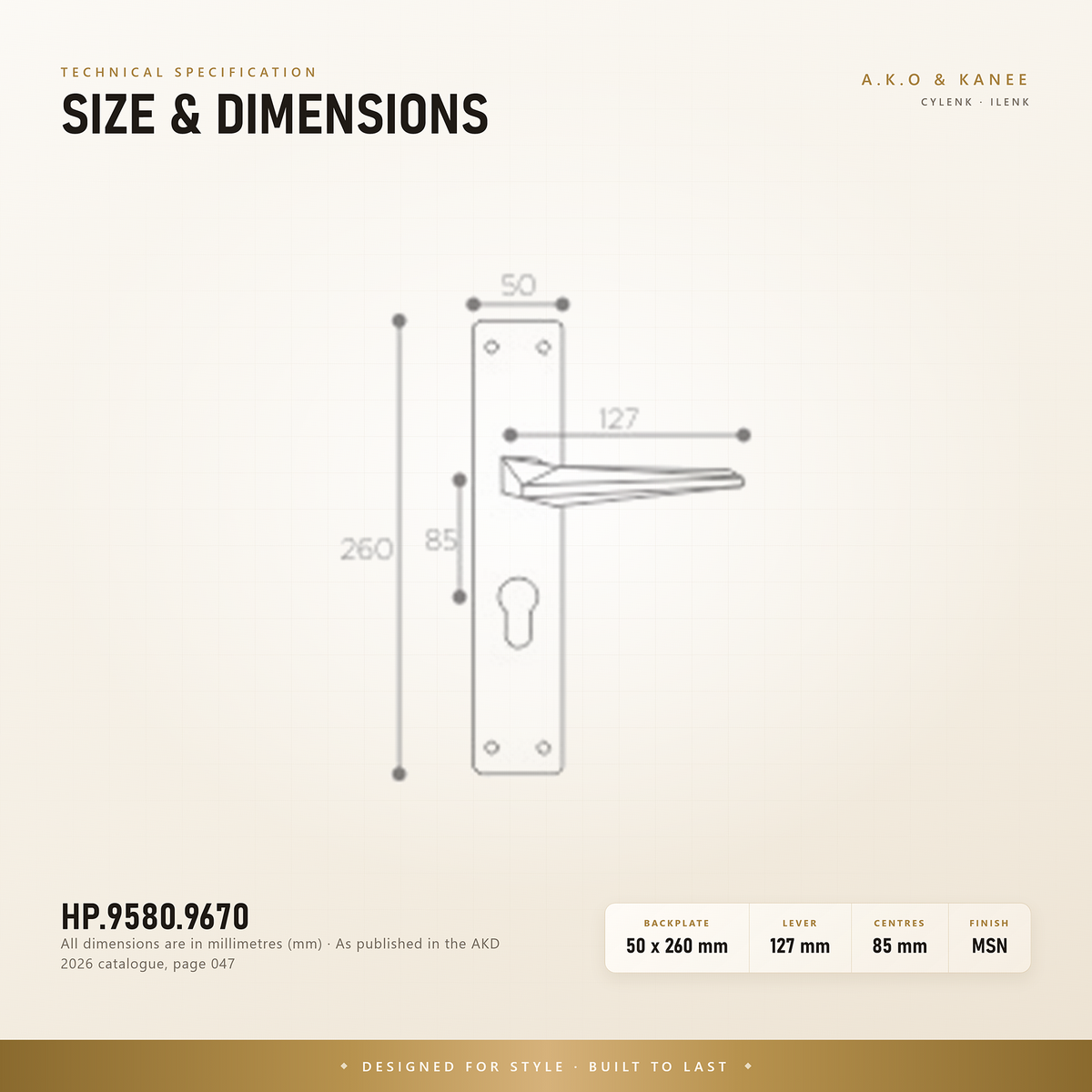 HP.9580.9670 – Premium Zinc Alloy Door Lock (MSN)