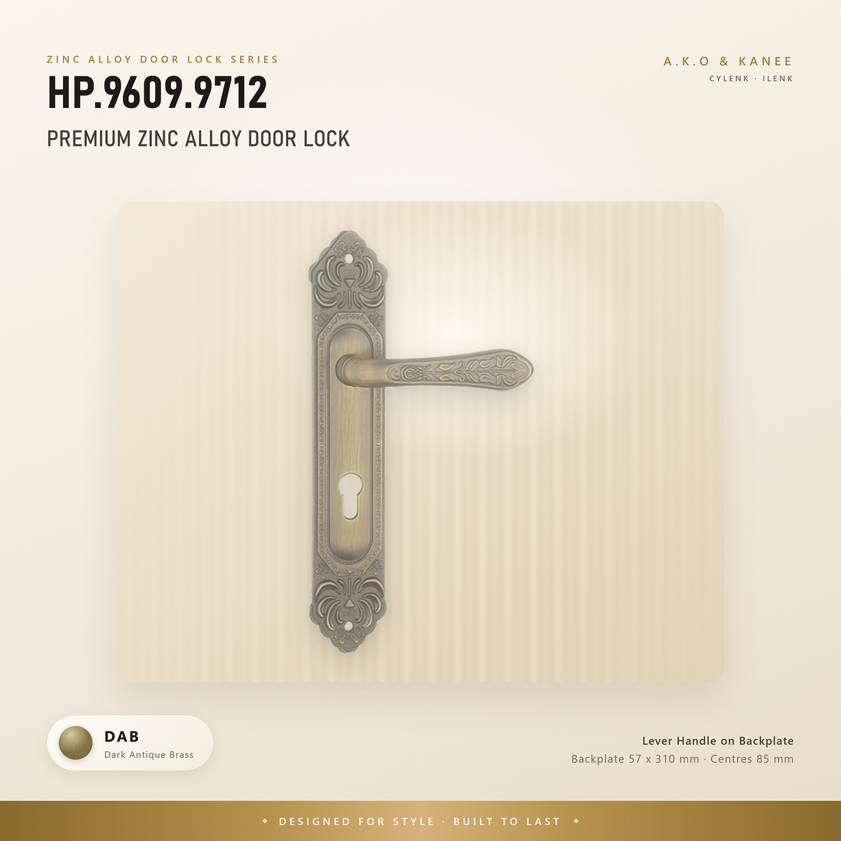 HP.9609.9712 – Premium Zinc Alloy Door Lock (DAB)