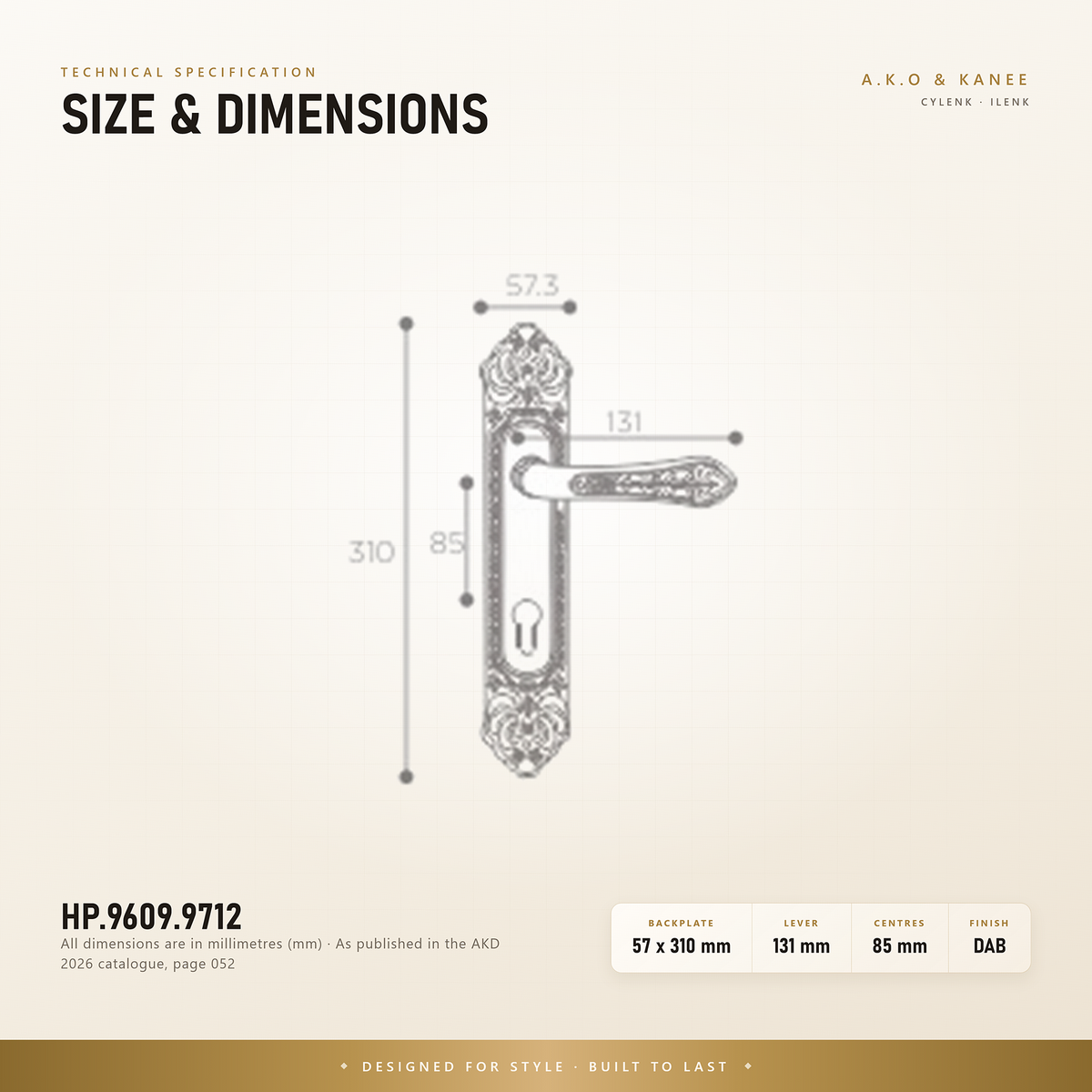 HP.9609.9712 – Premium Zinc Alloy Door Lock (DAB)