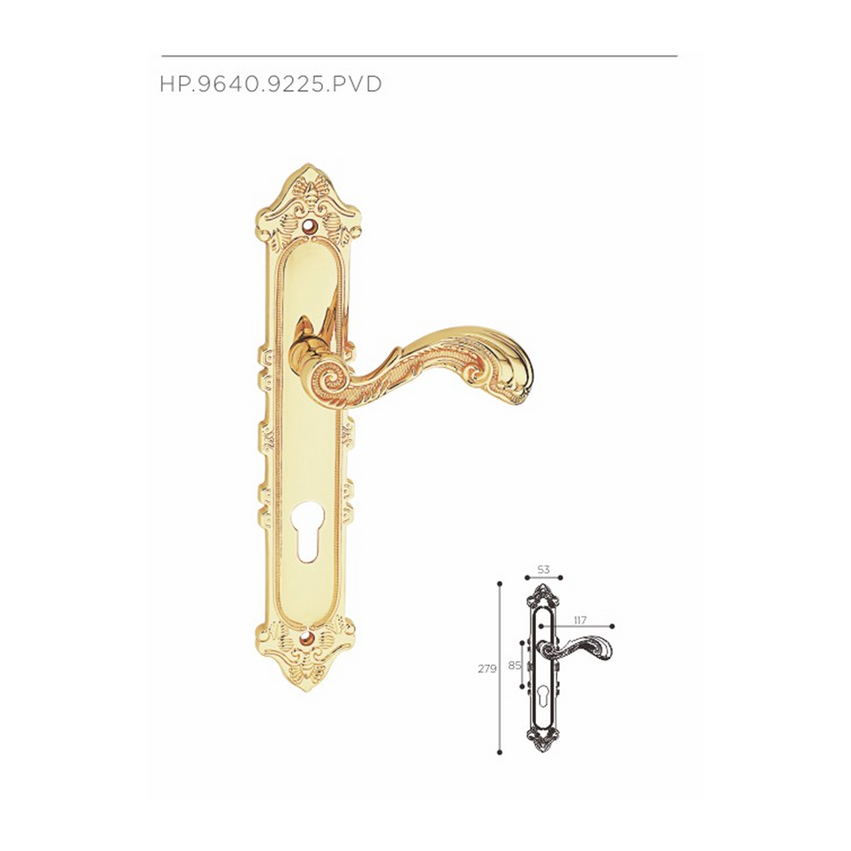 HP.9640.9225 – Premium Zinc Alloy Door Lock (PVD)