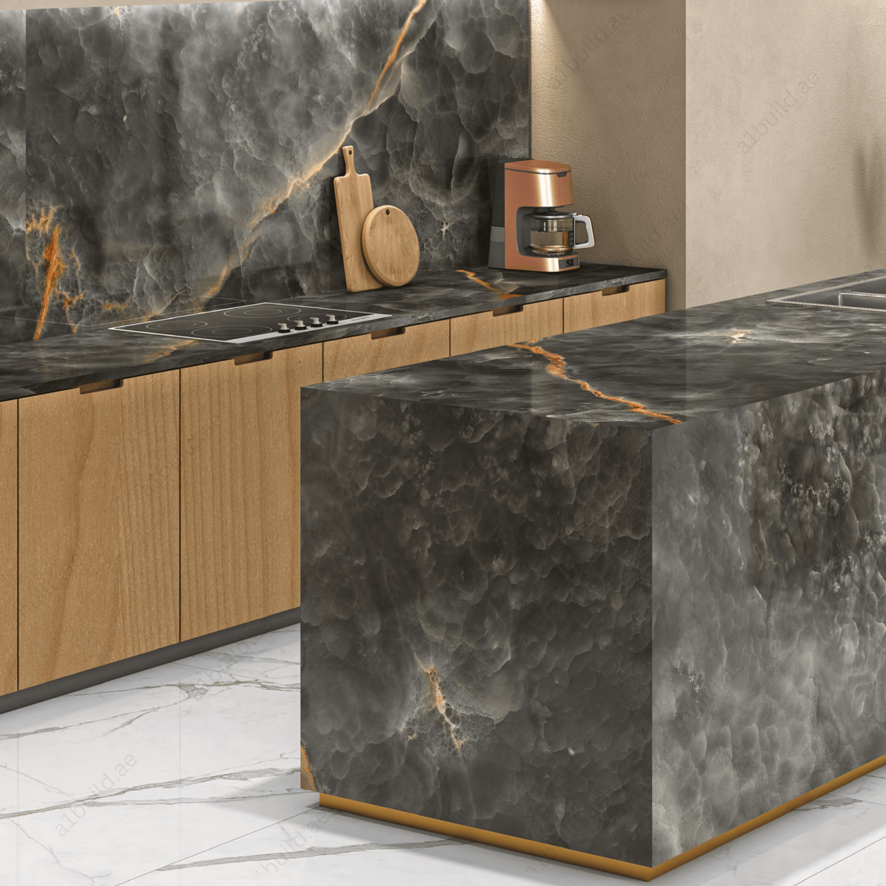 Onice Nero (120X278cm High Gloss Random Porcelain Slabs)