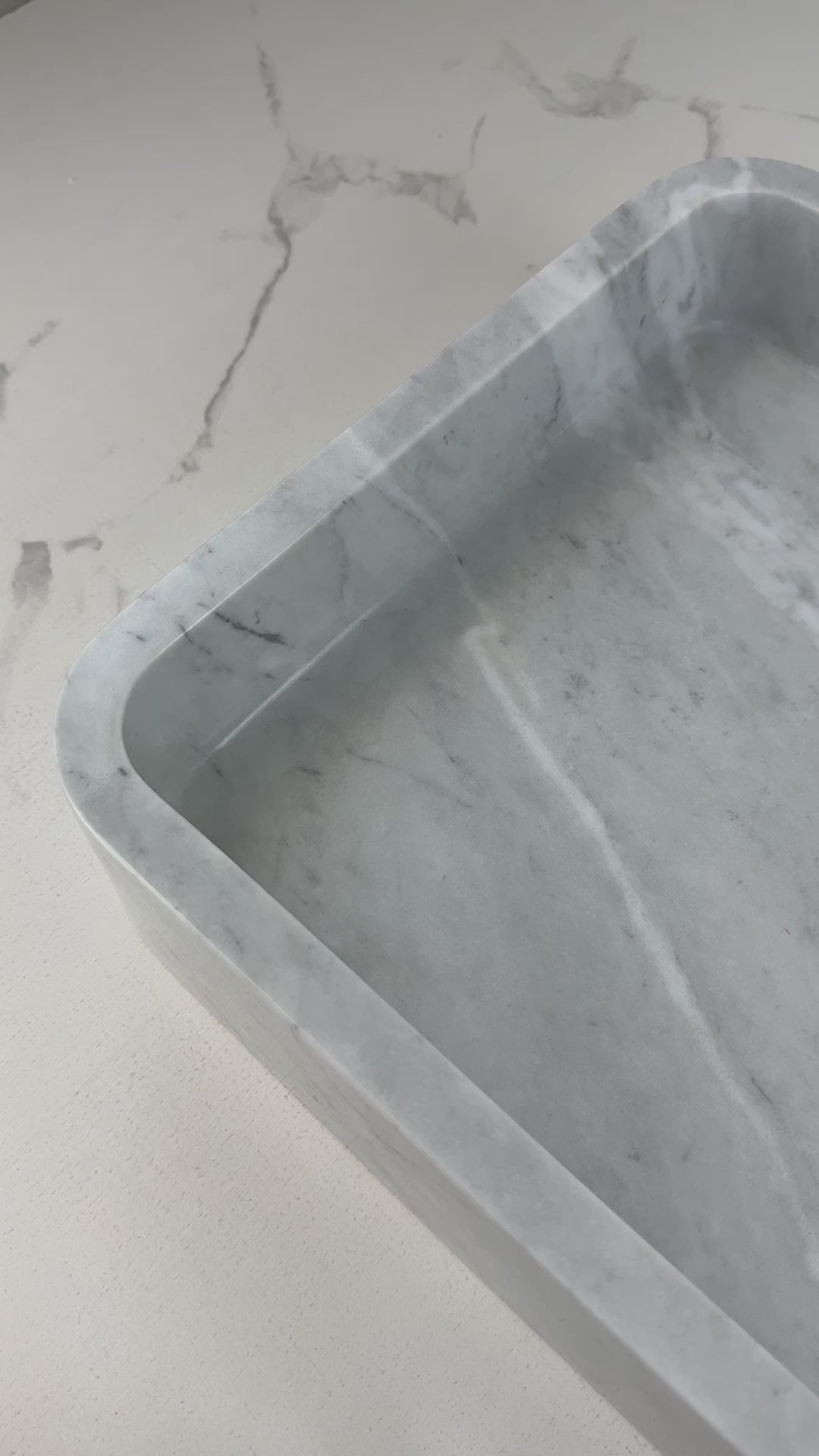 Enhance your bathroom with the Marble Muse Carrara White Polished Rectangle Wash Basin, crafted from premium marble for timeless elegance and lasting style.