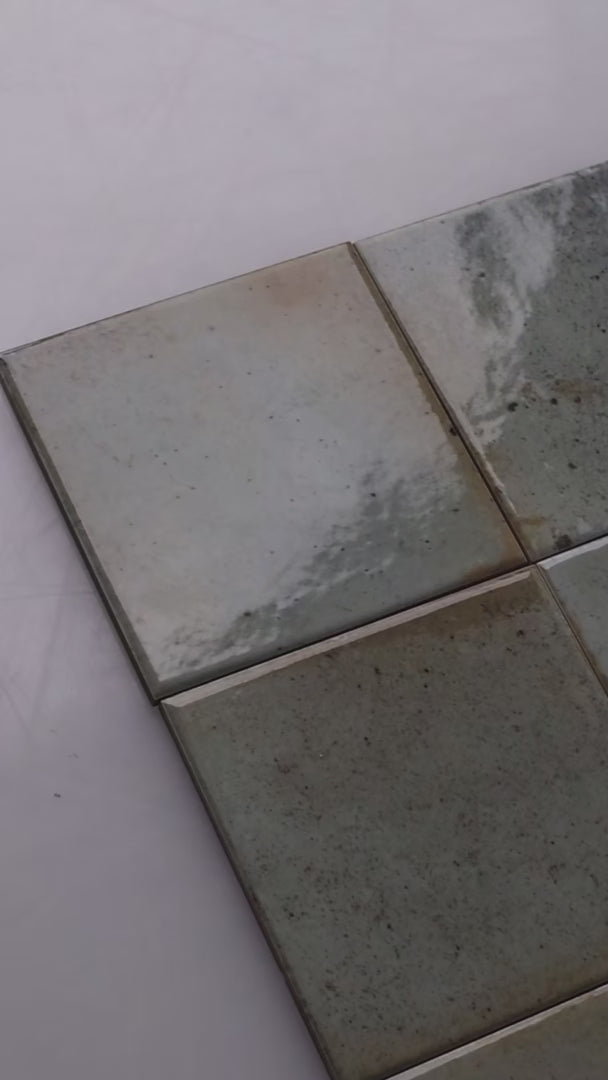 Celadon glossy 15x15cm Spanish porcelain tiles for indoor floors, walls, and outdoor walls. Durable, stylish, and easy to maintain.