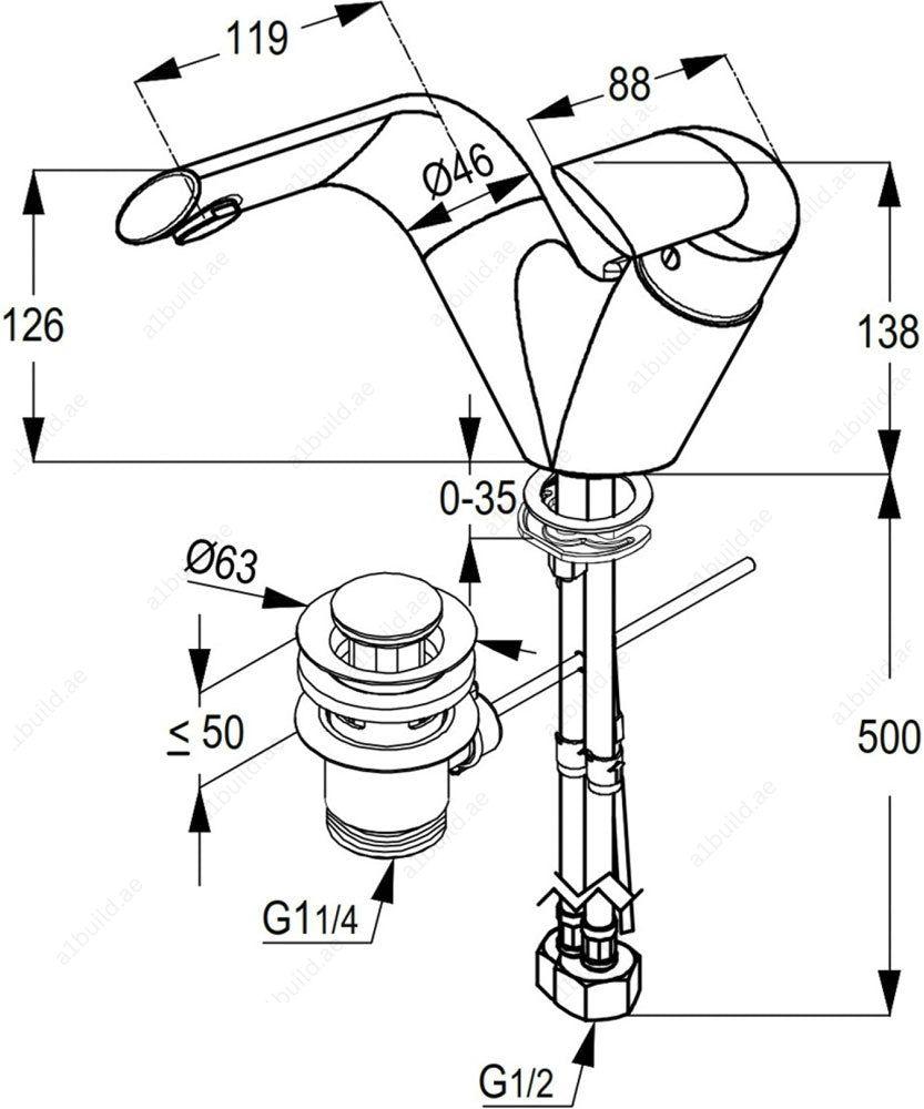 SWING Single Lever Basin Mixer - Chrome, 1 GPM Flow Rate